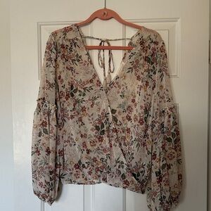 Lovestitch Floral Wrap Blouse, Size Small